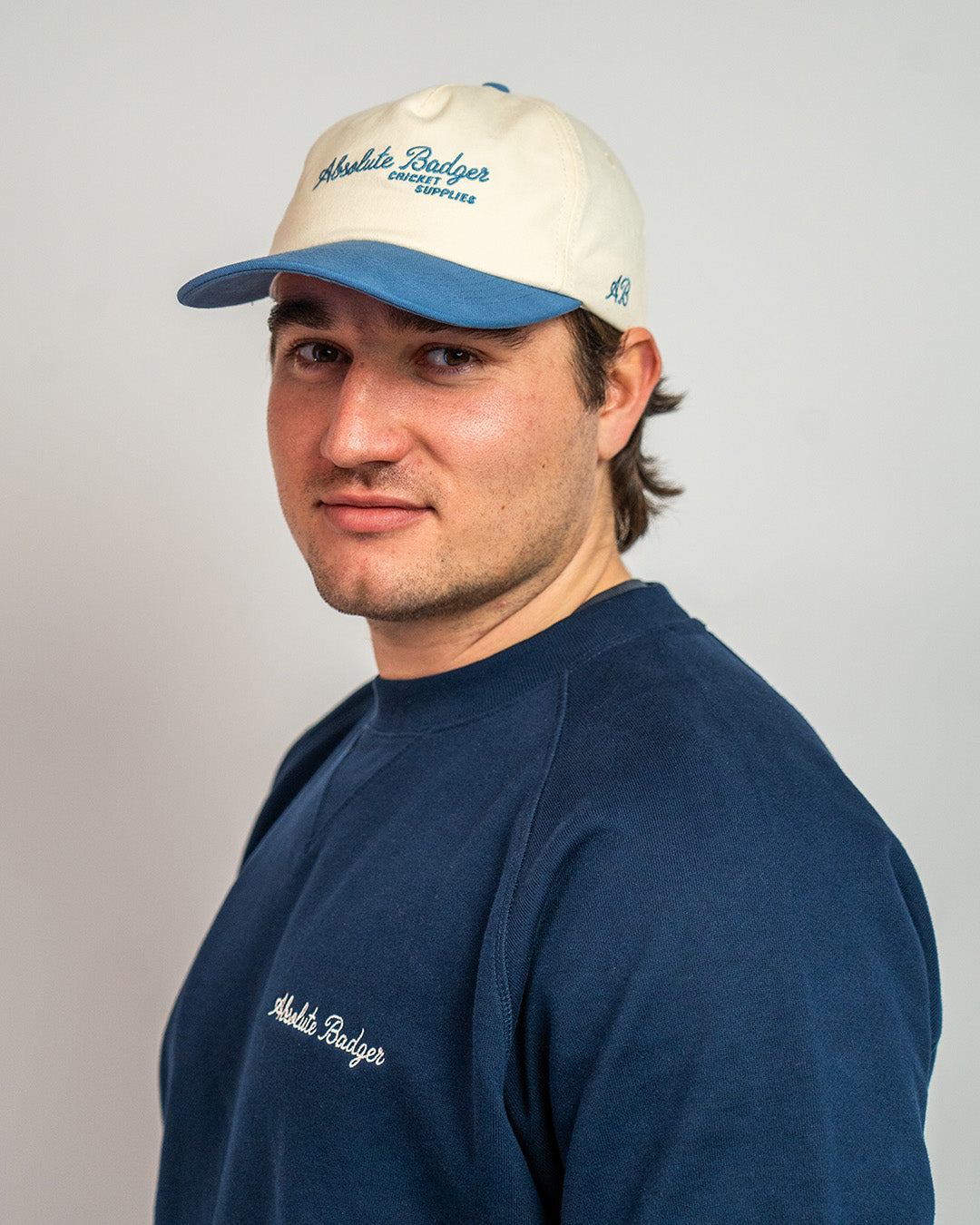 Script Cap - Cream & Blue