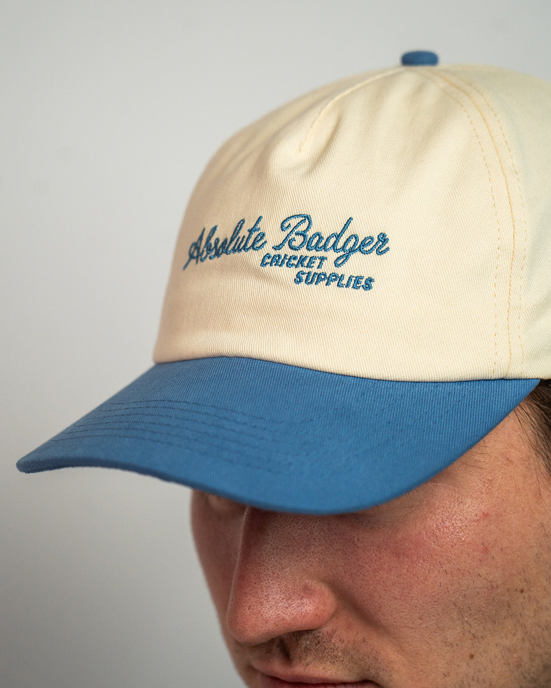 Script Cap - Cream & Blue