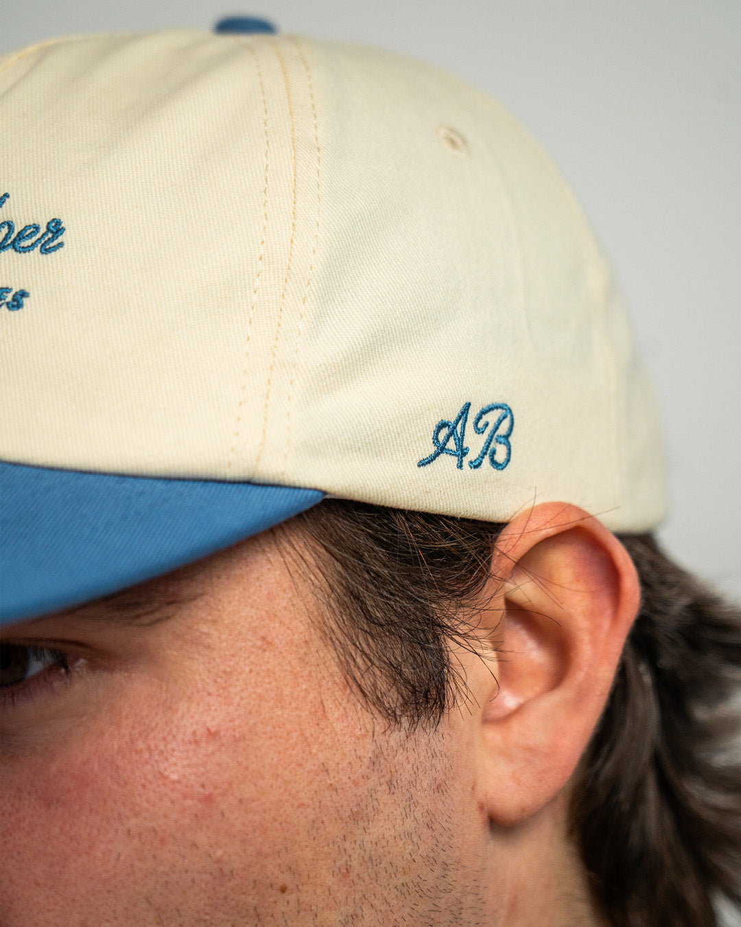 Script Cap - Cream & Blue
