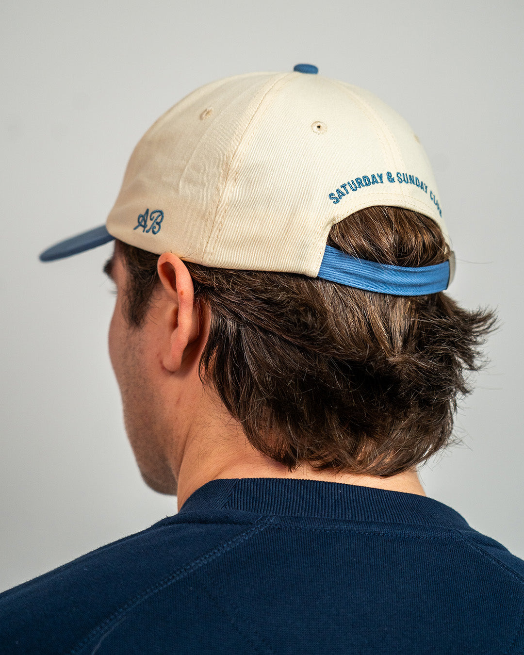 Script Cap - Cream & Blue