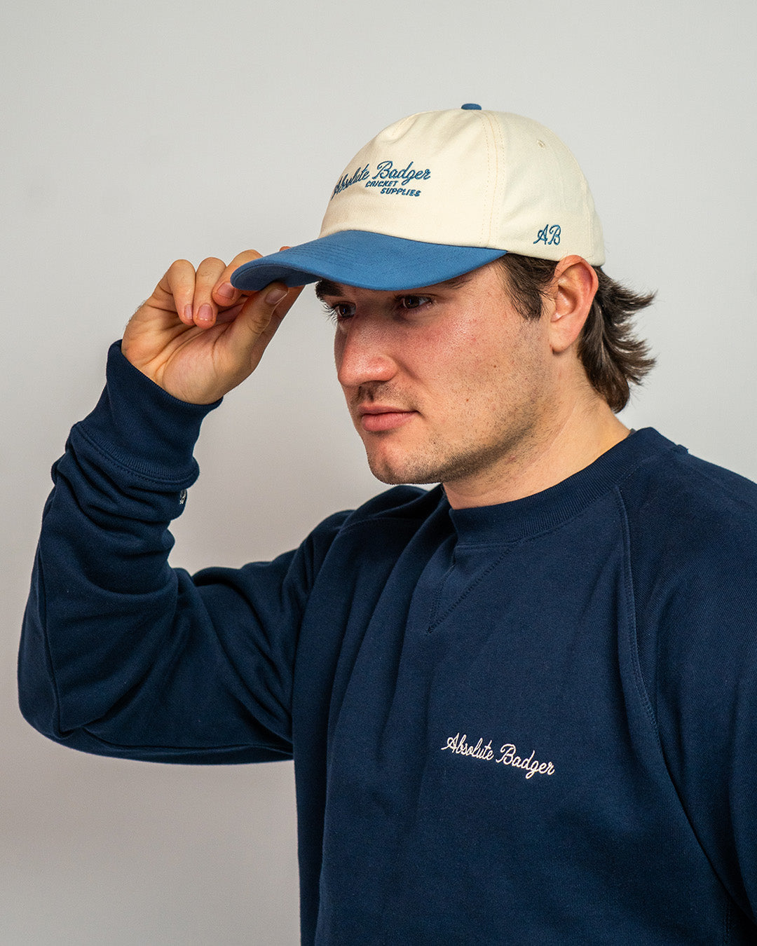 Script Cap - Cream & Blue